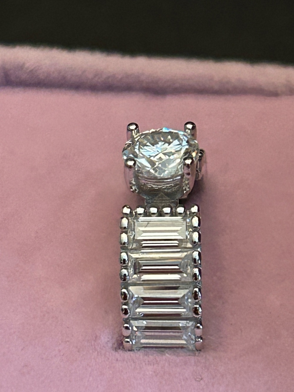 1.50CTW 925 Sterling Silver Ring w/Round Moissanite Center & Baguette Accents - Picture 2 of 13